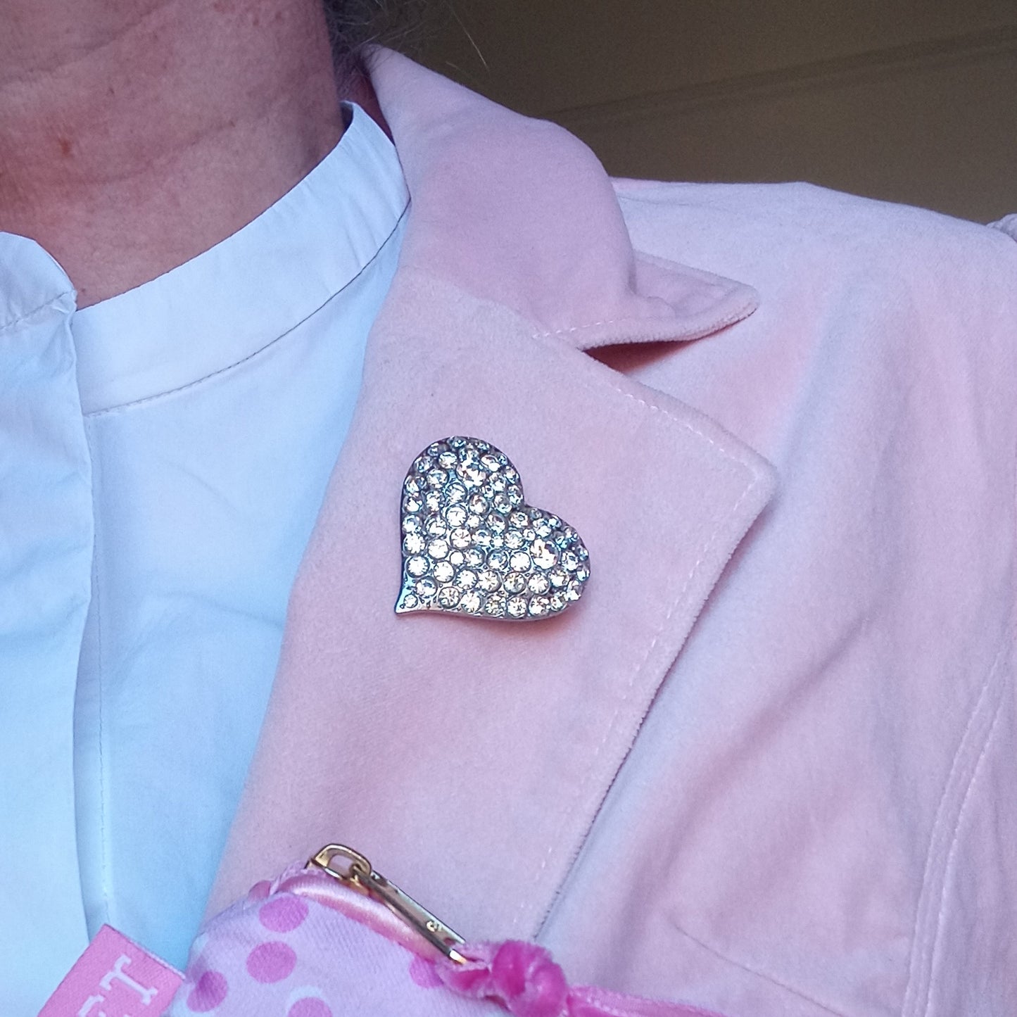 Vintage Diamanté Heart Brooch